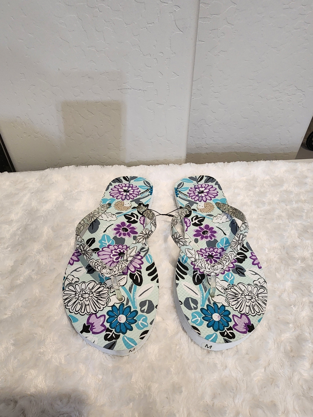 Vera Bradley Floral Flip Flops in Purple & Teal
